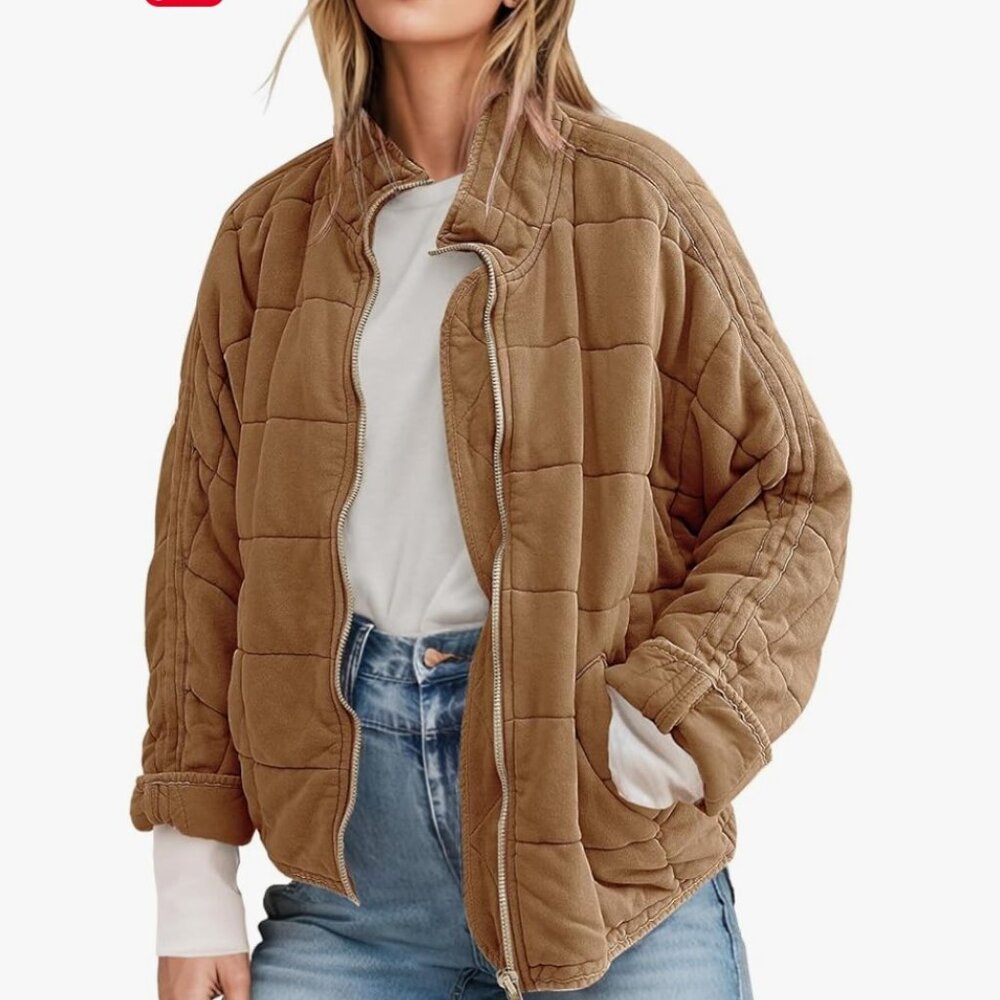 Free People inspired - Brown Quilted Jacket